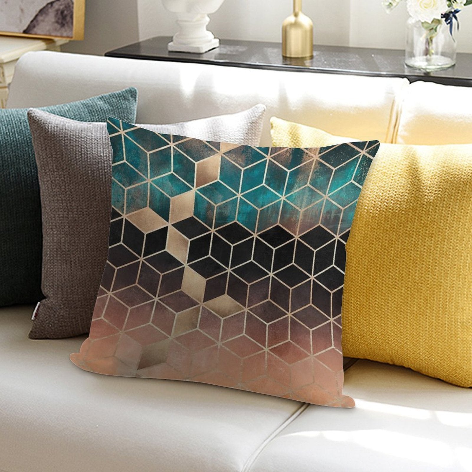 Ombre Dream Cubes Soft Ultra-Soft Texture Throw Pillow