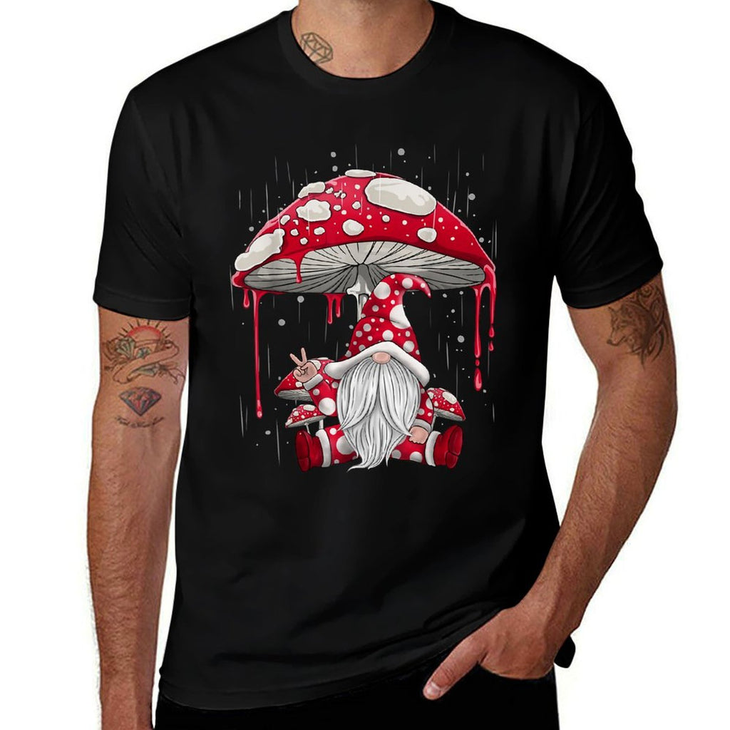 Mushroom Garden Nature Lover Gnome  Heathered Texture T-Shirt