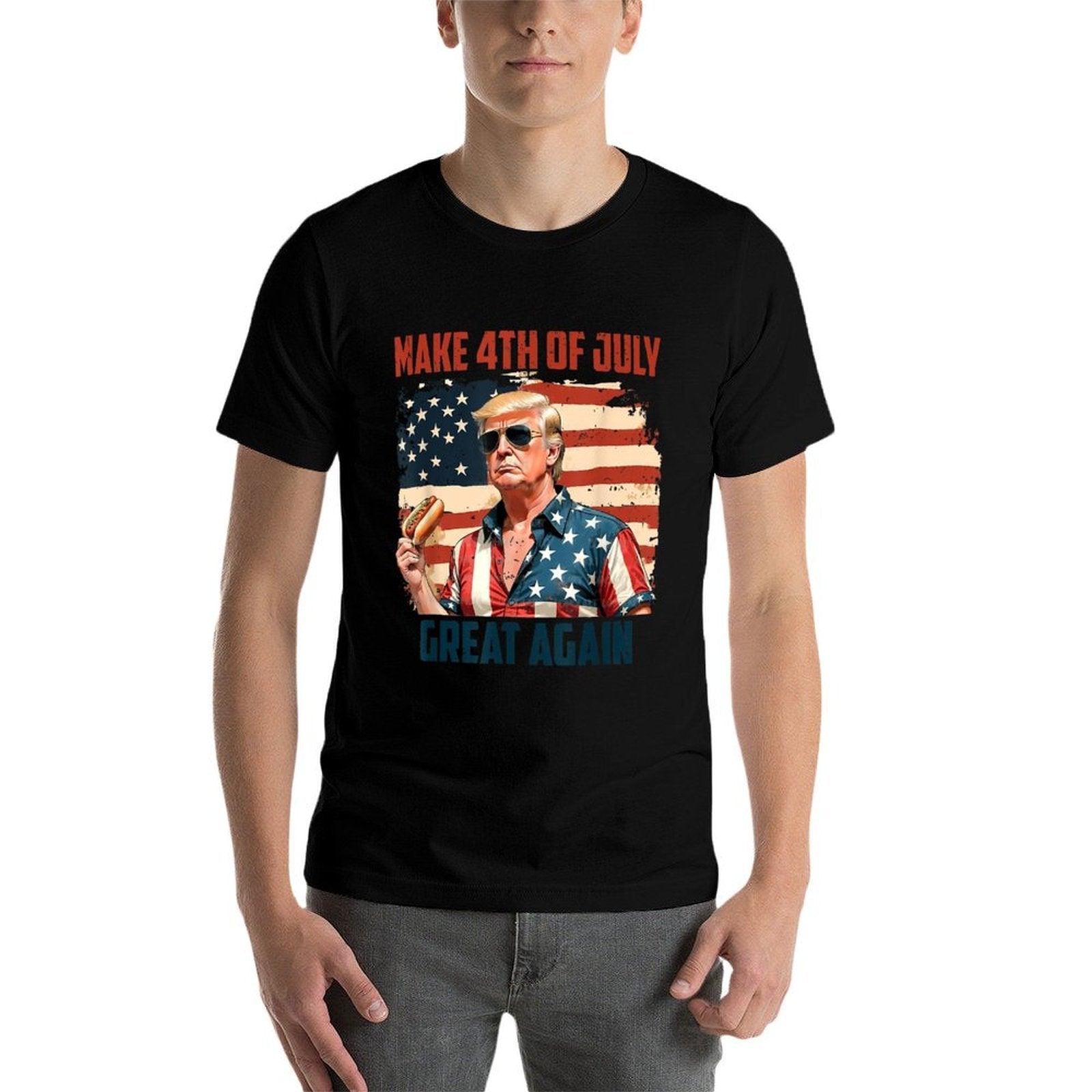Make 4th Of July Great Again Patriotic Firework Donald Trump  Heathered Texture T-Shirt