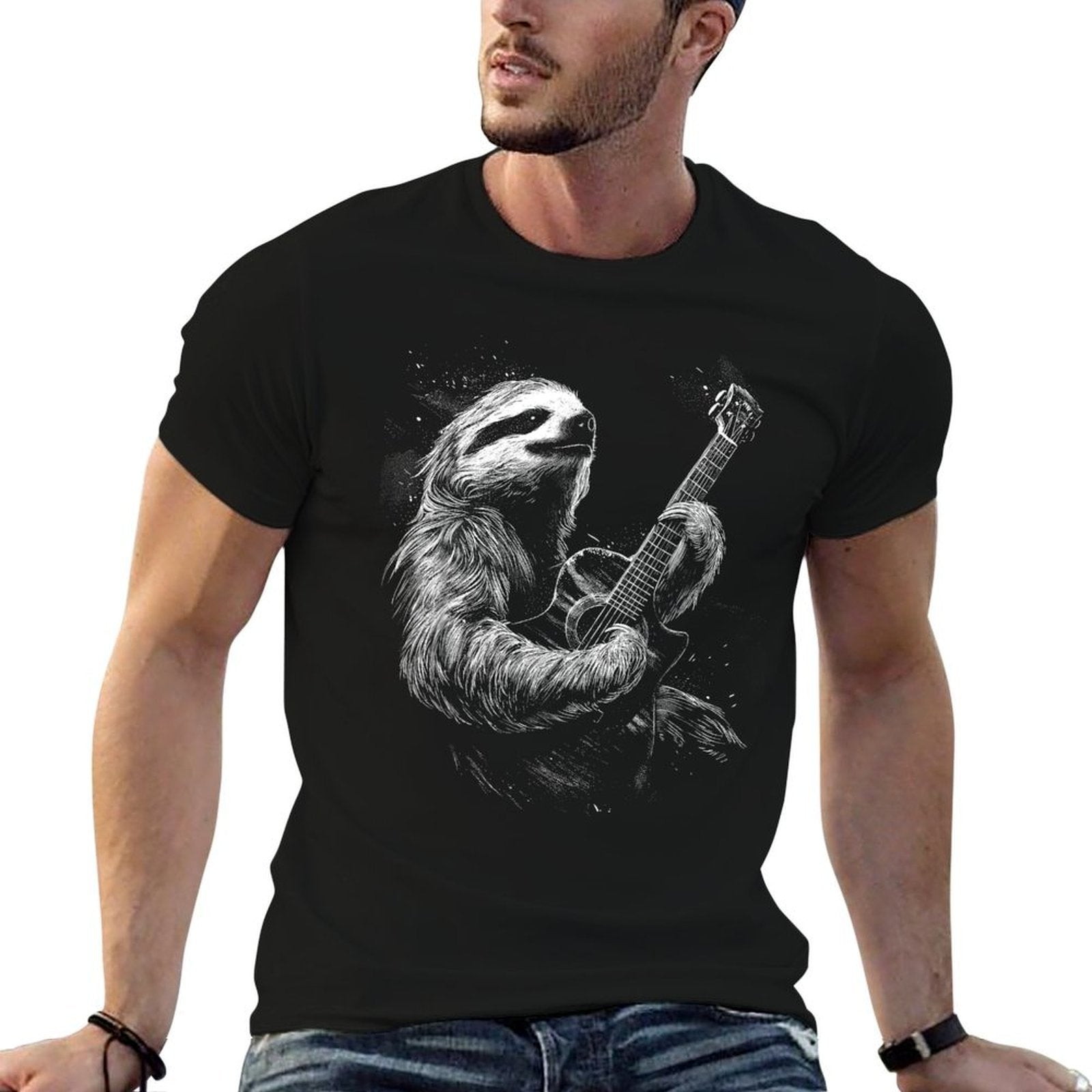 Heavy Metal Sloth  Rock Star Band  Guitarist Guitar  Classic T-Shirt
