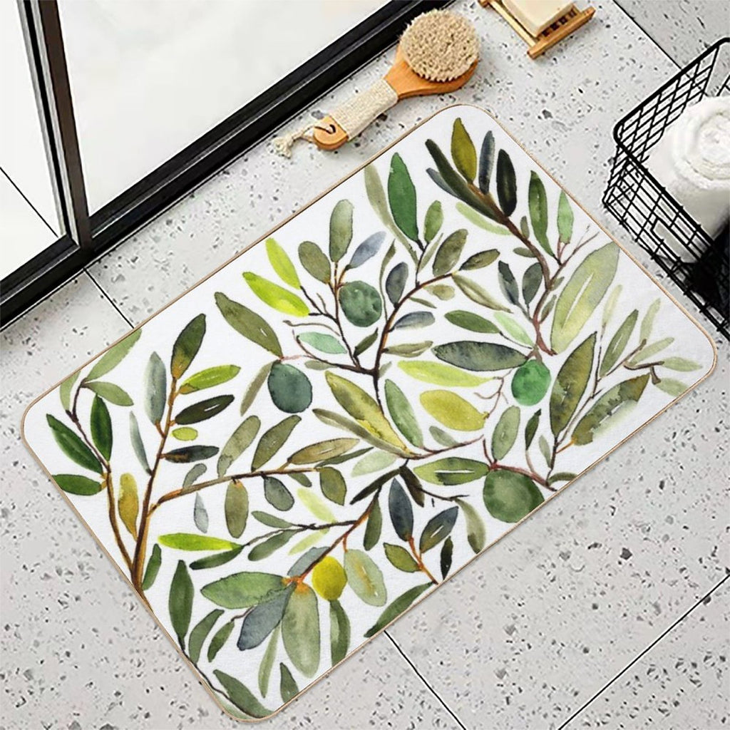 Olive Leaf Art Modern  Multi-Purpose Bath Mat