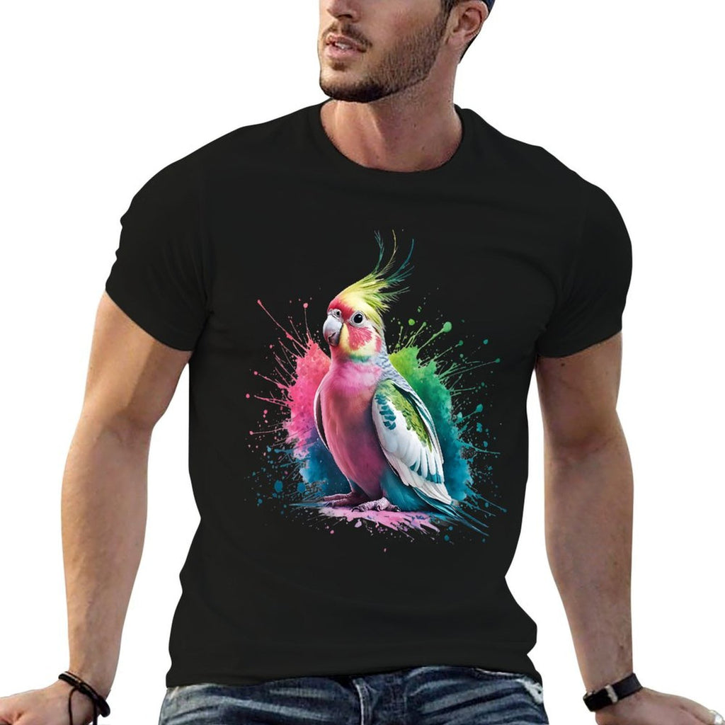 Cockatiel Men Woman Colorful Watercolor Cockatiel  Oversized Silhouette T-Shirt