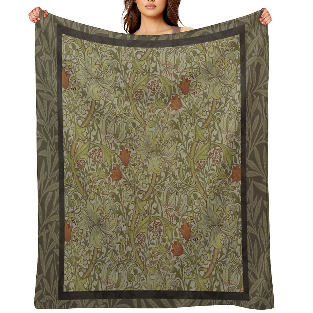 William Morris Floral Lily Willow Art Print Design Velvety-soft Throw Blanket