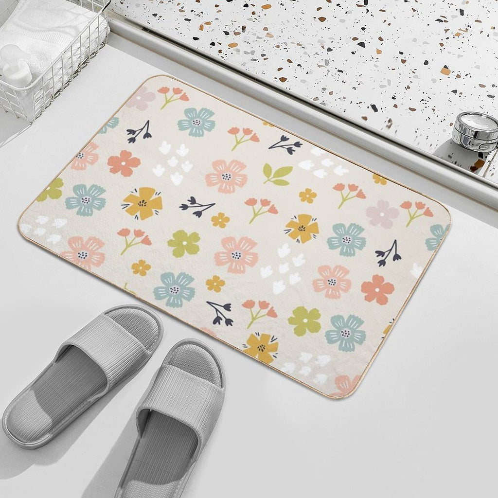 Spring Florals in Pastel Neutrals  Odorless Bath Mat