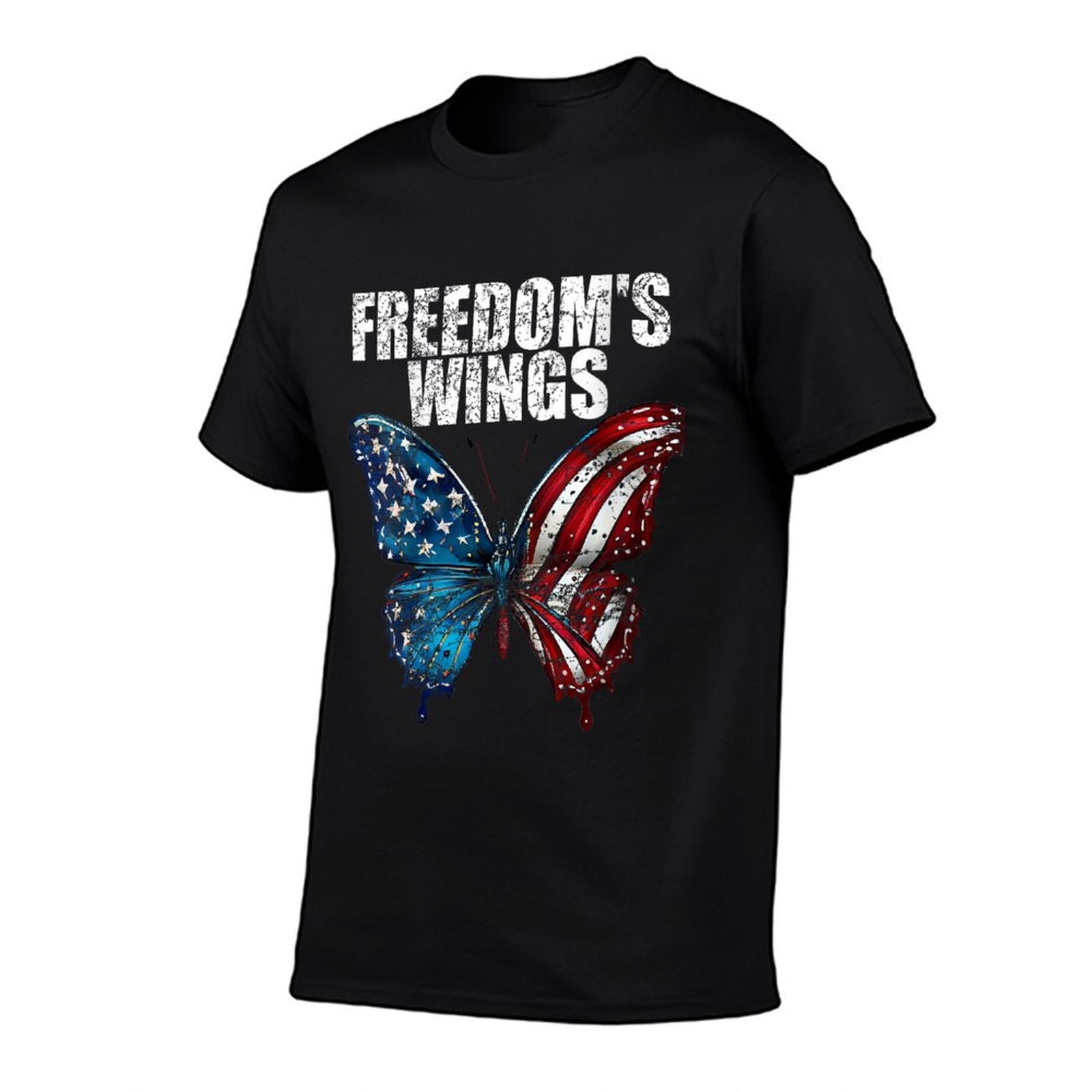 Womens Freedom's Wings Patriotic Butterfly 4th Of July American  Easy-care T-Shirt