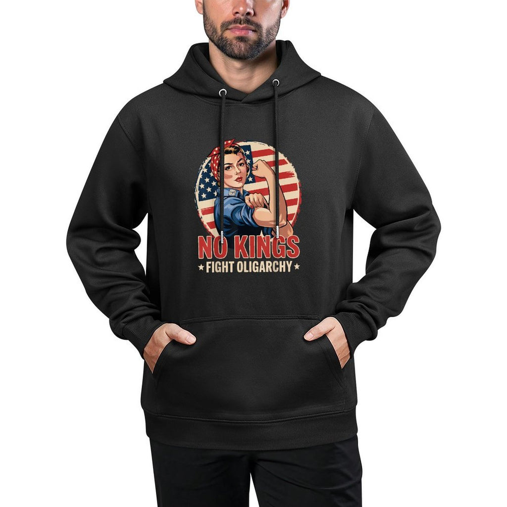 Vintage No Kings Fight Oligarchy Womans Girl America Medium-Weight Fabric Hoodie