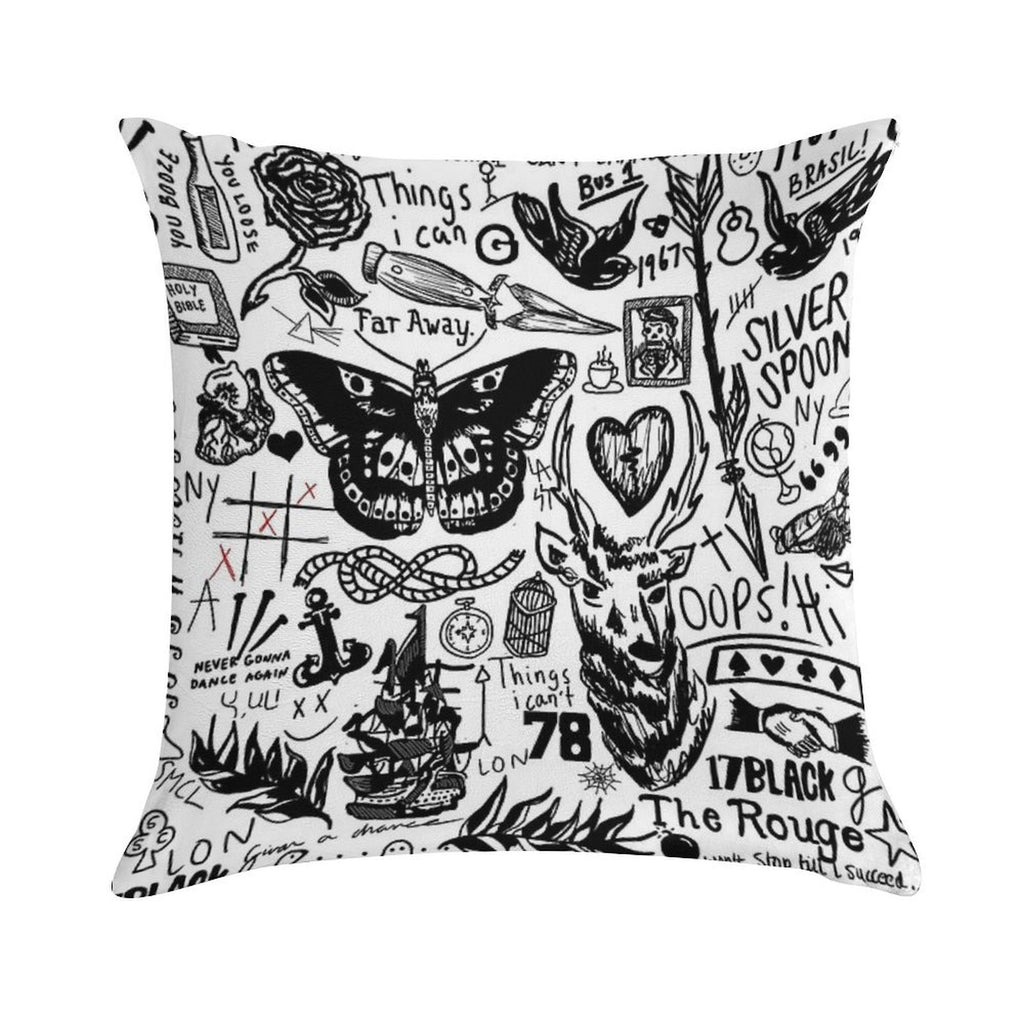 Tattoos Collage Soft Luxury Feel Throw Pillow