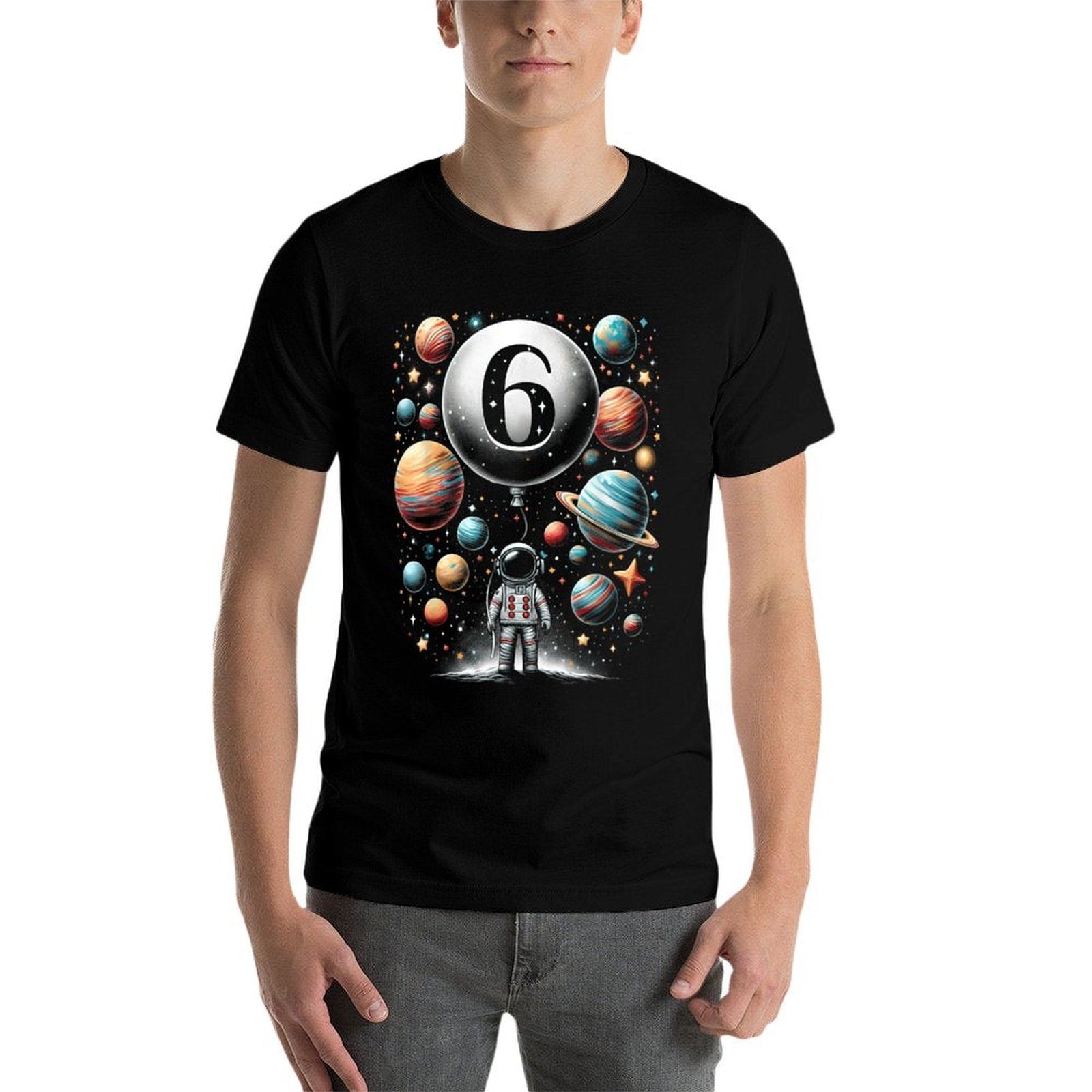Six 6 Year Old Astronauts 6th Birthday Boys Girls Space Geek  High-quality Stitching T-Shirt
