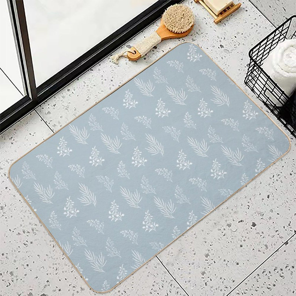 Seamless Isolated Silhouette Pattern of Tree Branches with Leaves.  Fade-Resistant Bath Mat