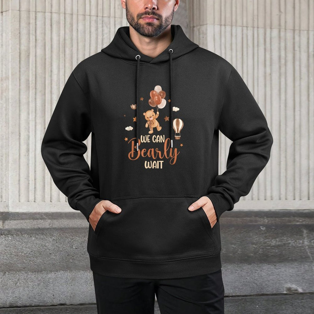 We Can Bearly Wait Bear Gender Neutral Boy Baby Shower Customizable Surface Hoodie