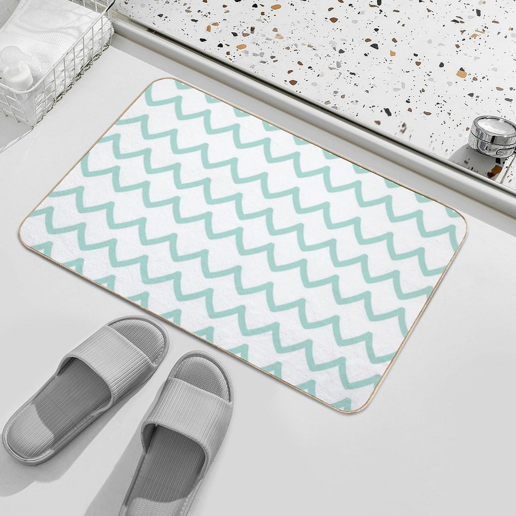 Light Blue Doodle White Underwater Waves  Multi-Purpose Bath Mat