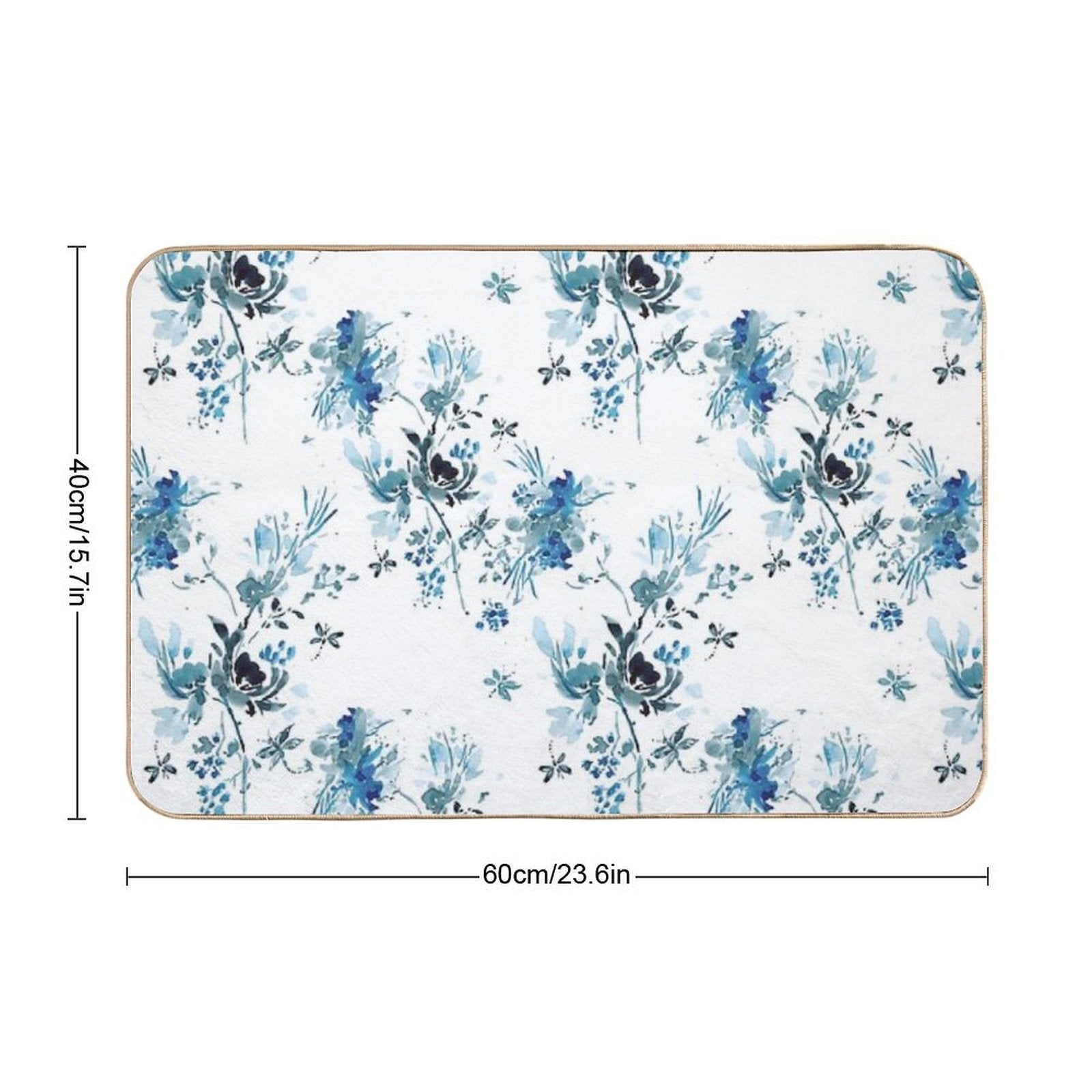 Blue Floral with Dragonflies  Dirt-Trapping Bath Mat