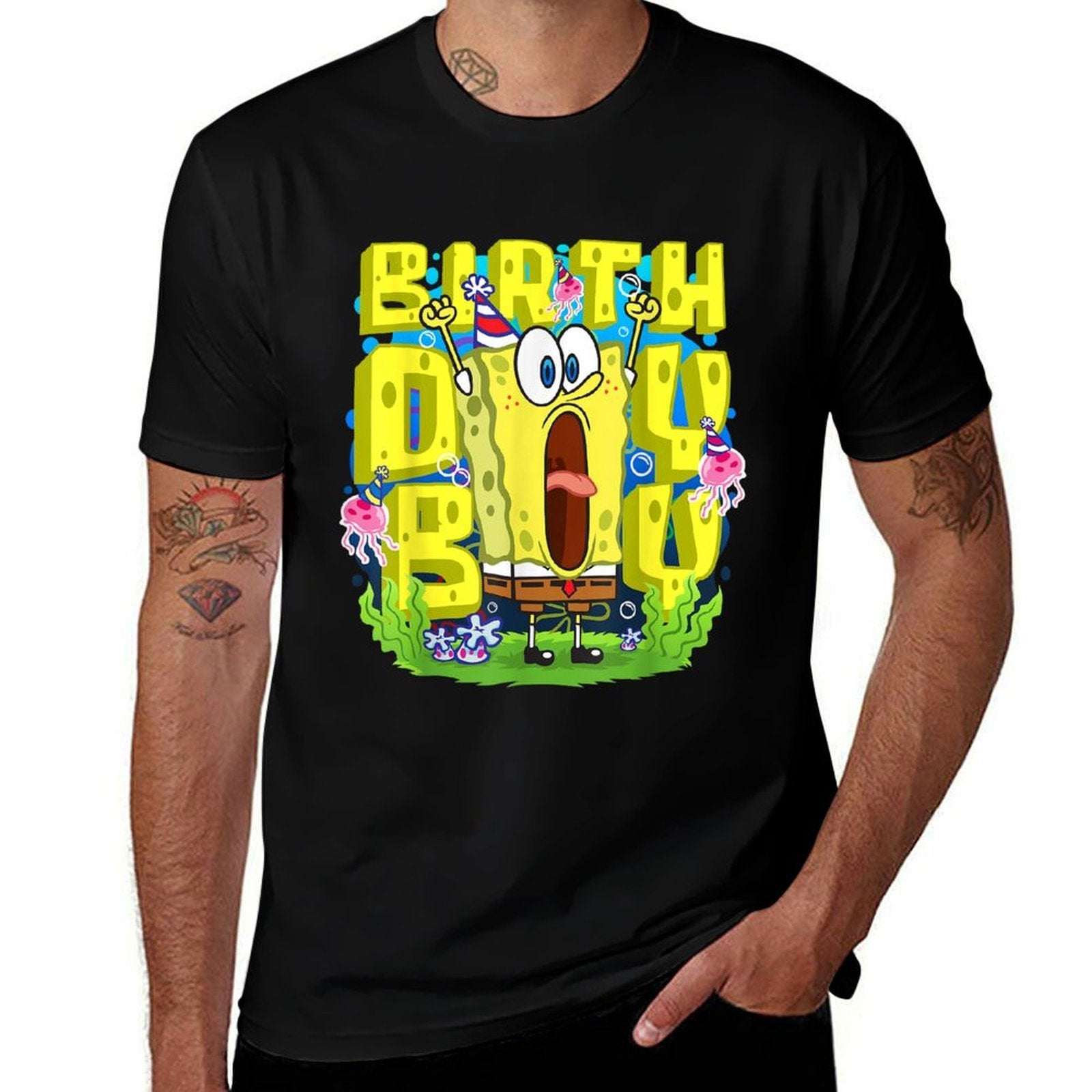Mademark X SpongeBob SquarePants - SpongeBob SquarePants Birthday Boy Funny Boys Birthday  Heathered Texture T-Shirt