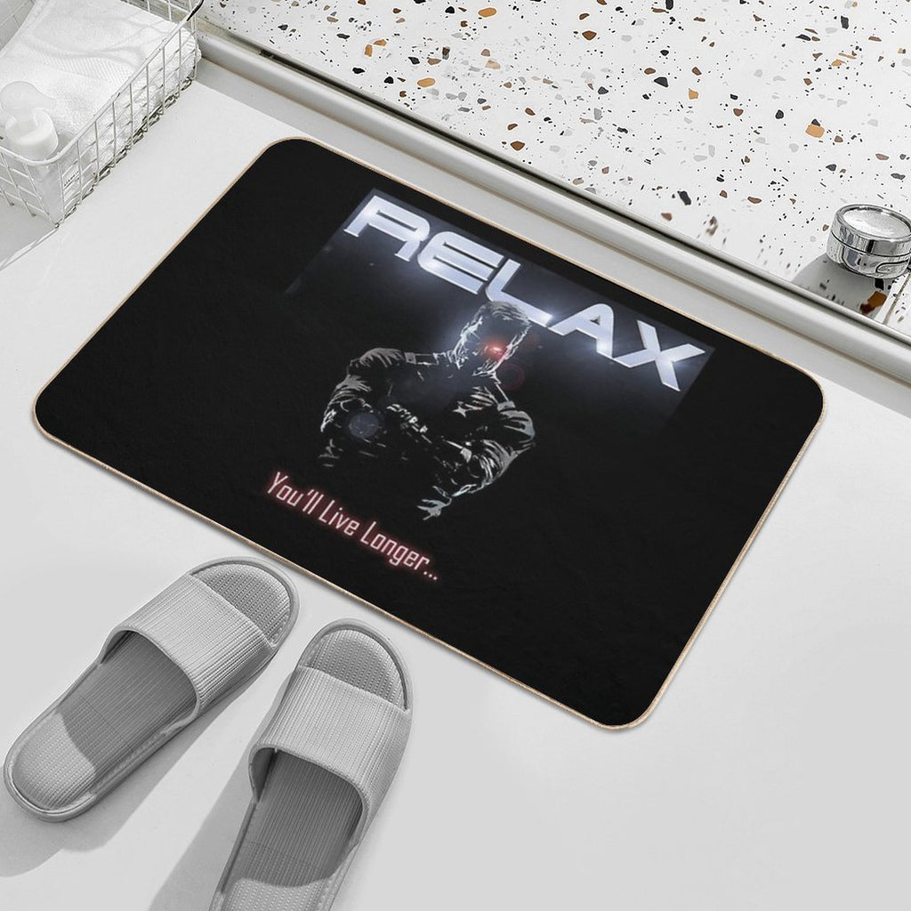 Badass Funny Terminator Relax Advice Illustration  Dirt-Trapping Bath Mat