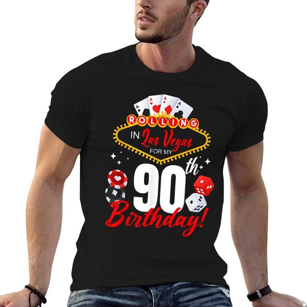 Rolling In Las Vegas 90th Birthday Crew Group Friends 90 Comfortable T-Shirt
