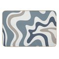 Liquid Swirl Contemporary Abstract in Neutral Blue Grey on Nearly White  Fade-Resistant Bath Mat