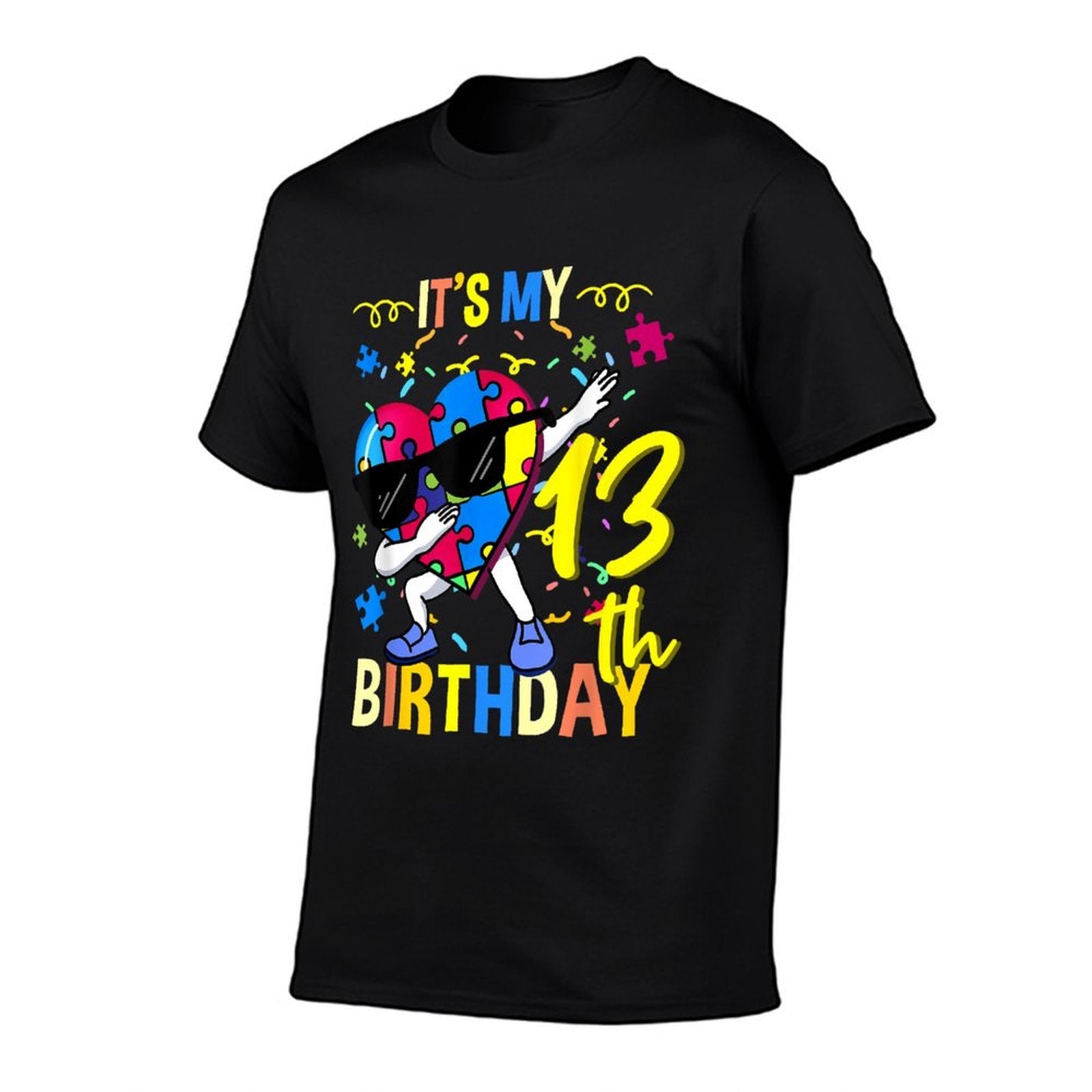 Its My 13th Birthday Dabbing Autism Puzzle  Stretchy T-Shirt
