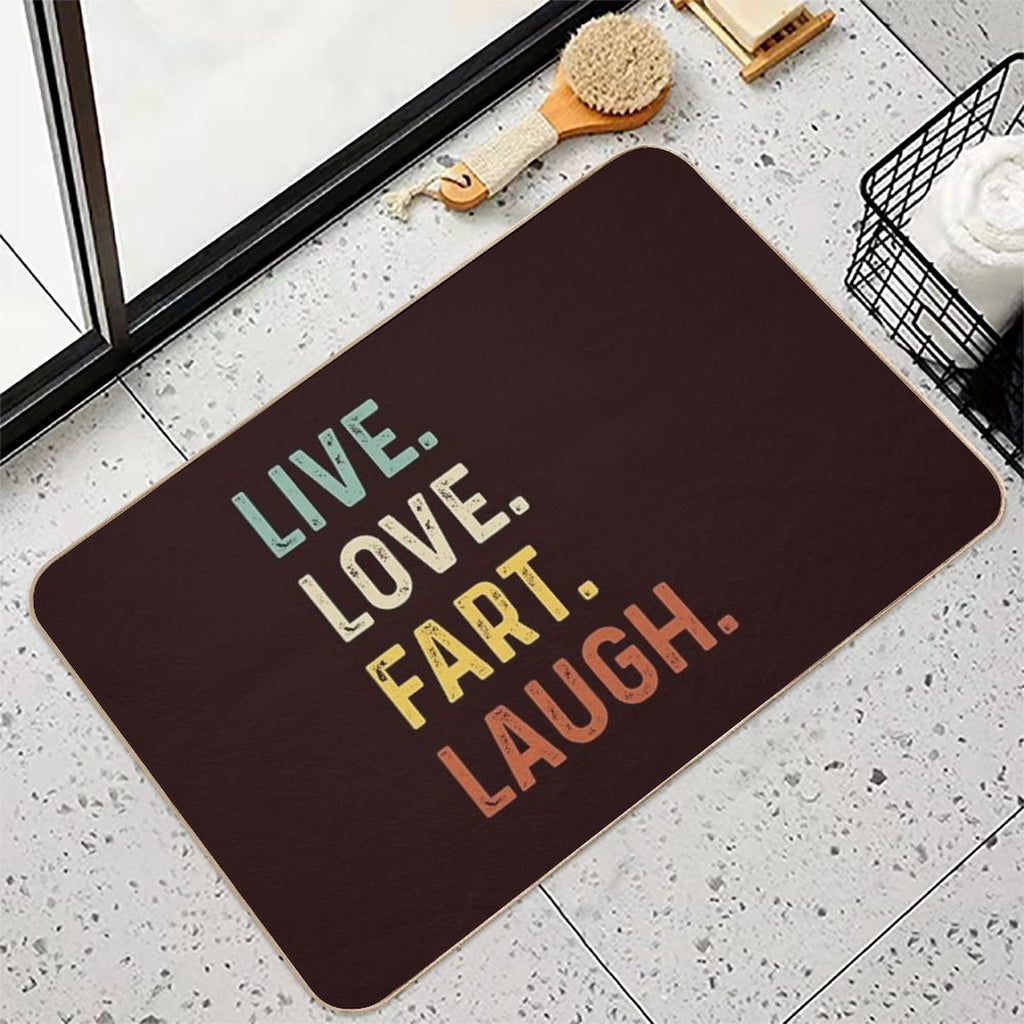 Live Love Fart Laugh Retro Vintage Funny Gift  Anti-Trip Bath Mat