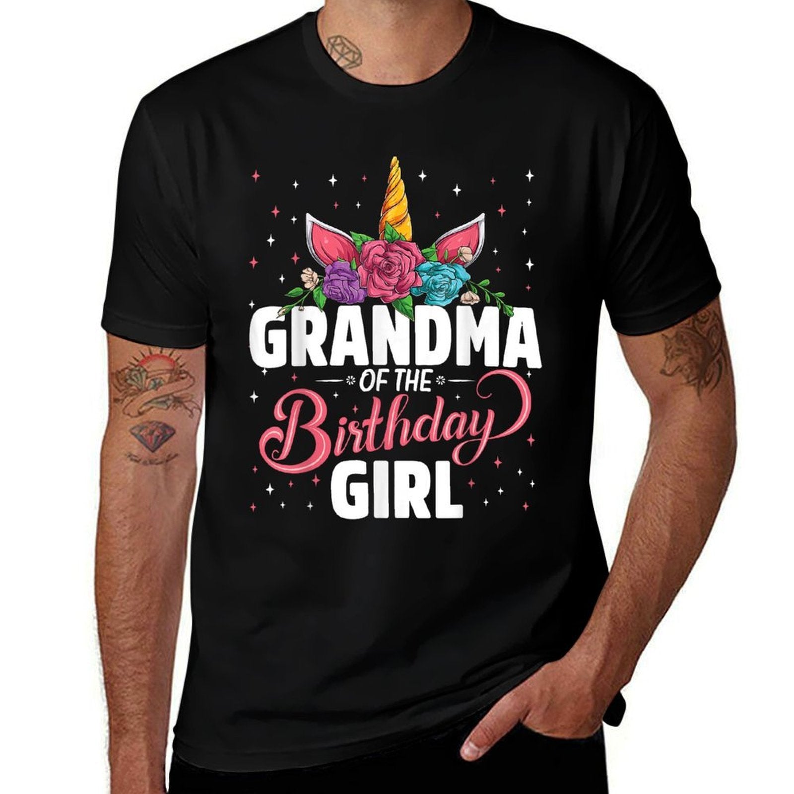 Grandma Of The Birthday Girl Unicorn Girls Family Matching  Durable T-Shirt