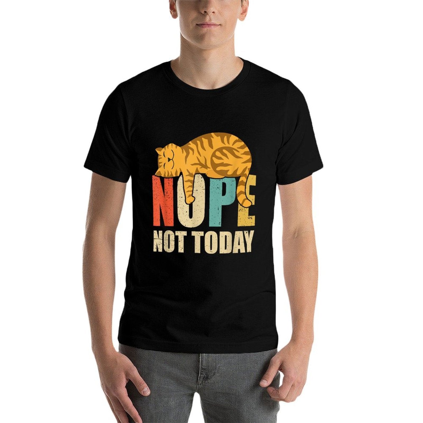 Cat Lovers Gifts Ideas Funny Nope Not Today Cat-Shirt Unisex-Adults Kids Black Small  Versatile T-Shirt