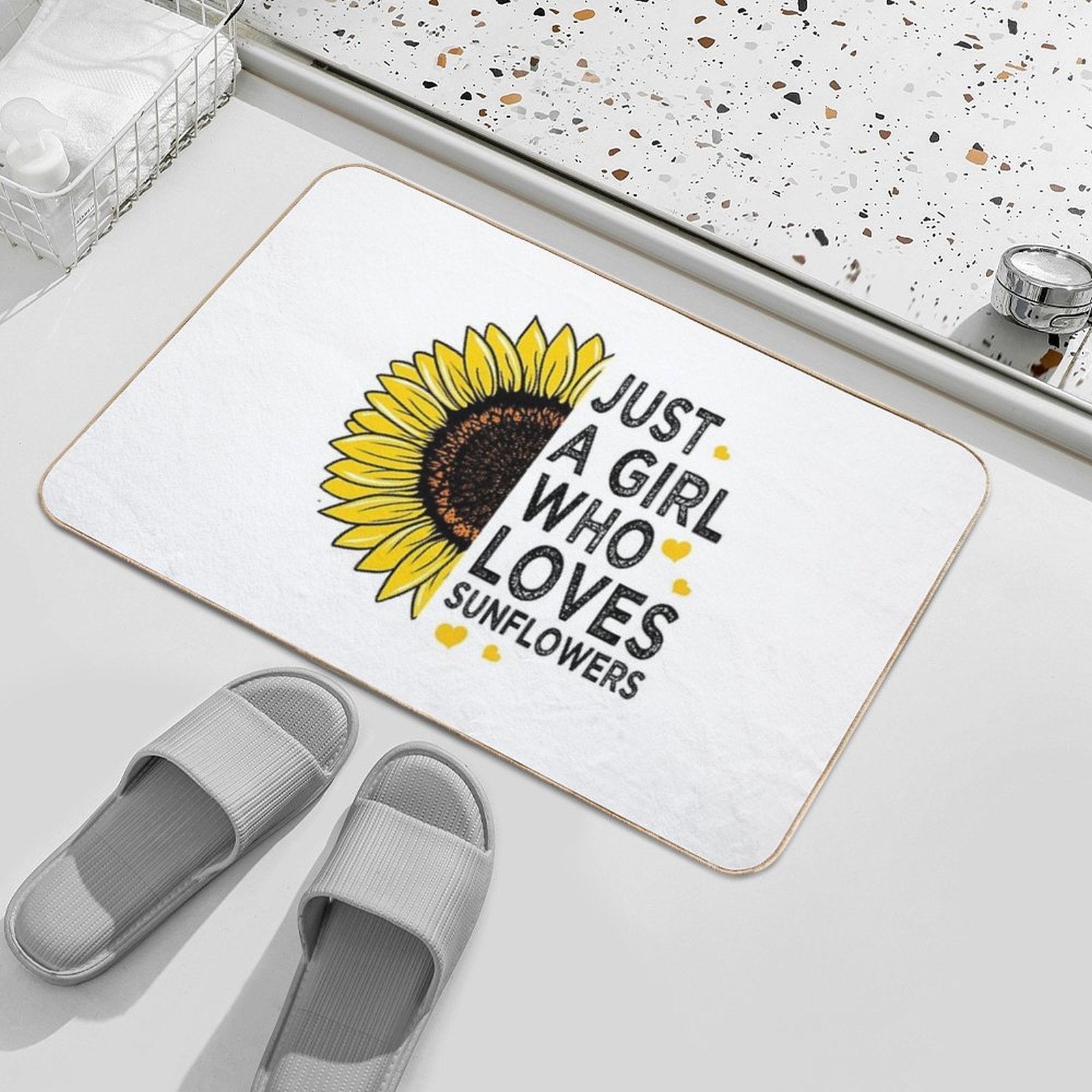 Just A Girl Who Loves Sunflowers  Slip-Resistant Bath Mat