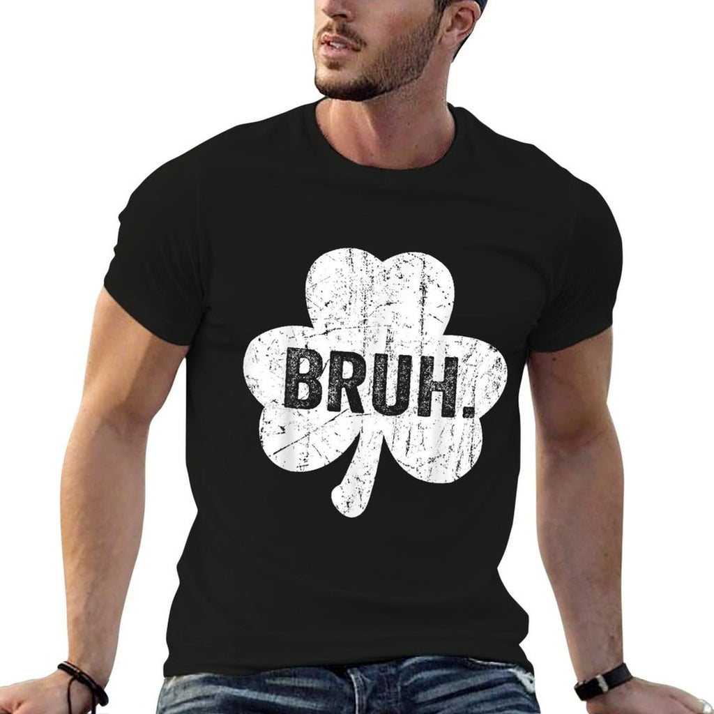 Bruh Meme Funny Saying Bro Greetingn Boy St Patricks Day  Ribbed Collar T-Shirt