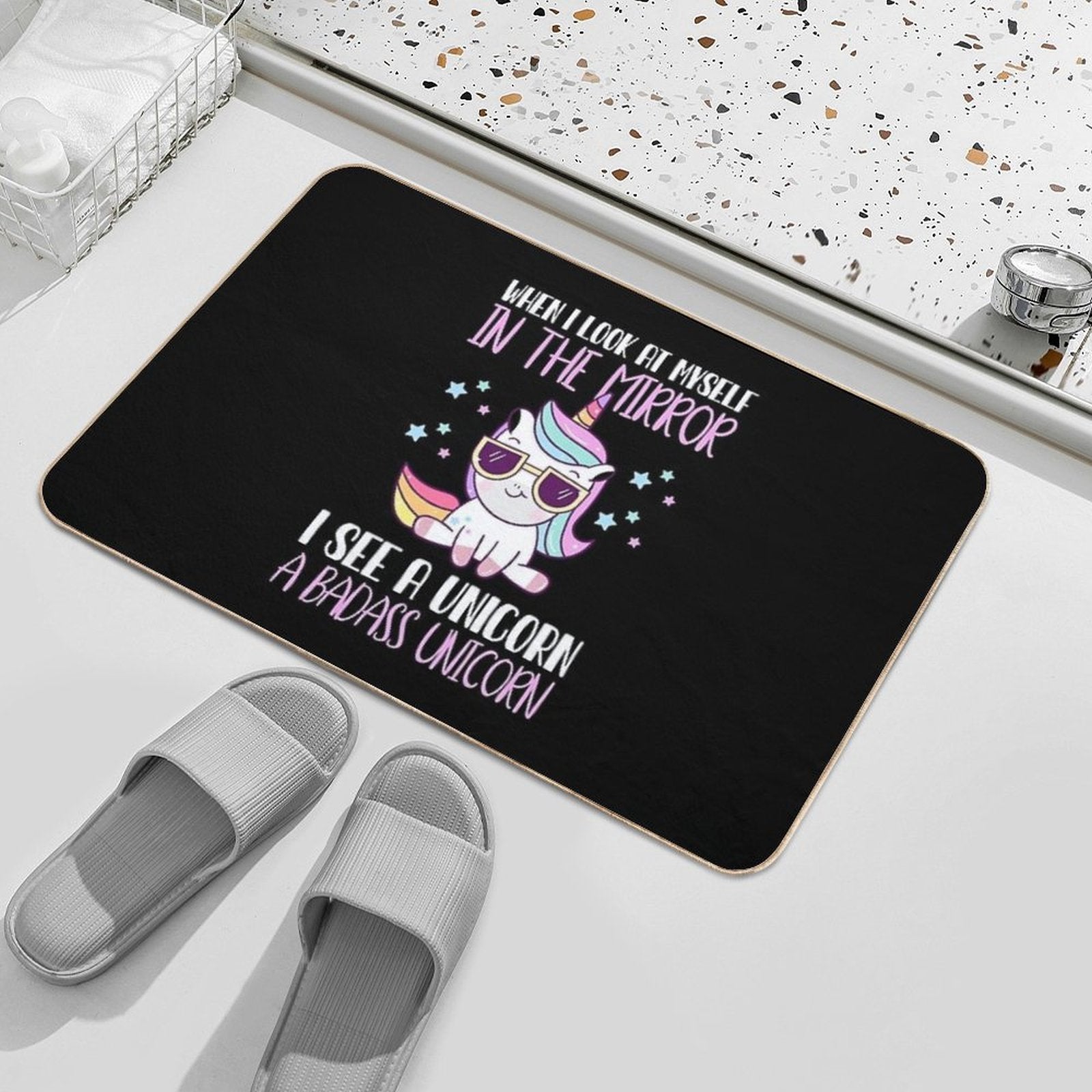 Funny Badass Unicorn  Dirt-Trapping Bath Mat