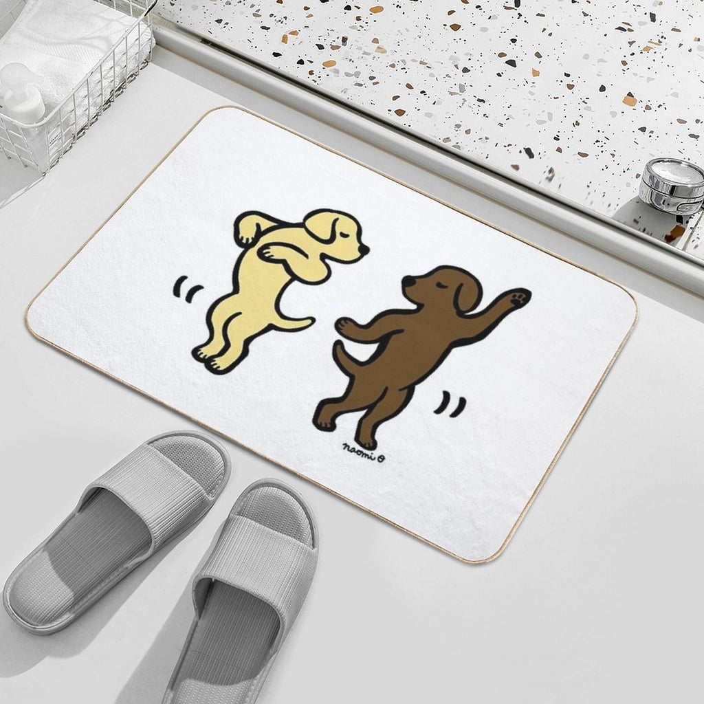 Dancing Yellow And Chocolate Labradors  Repositionable Bath Mat