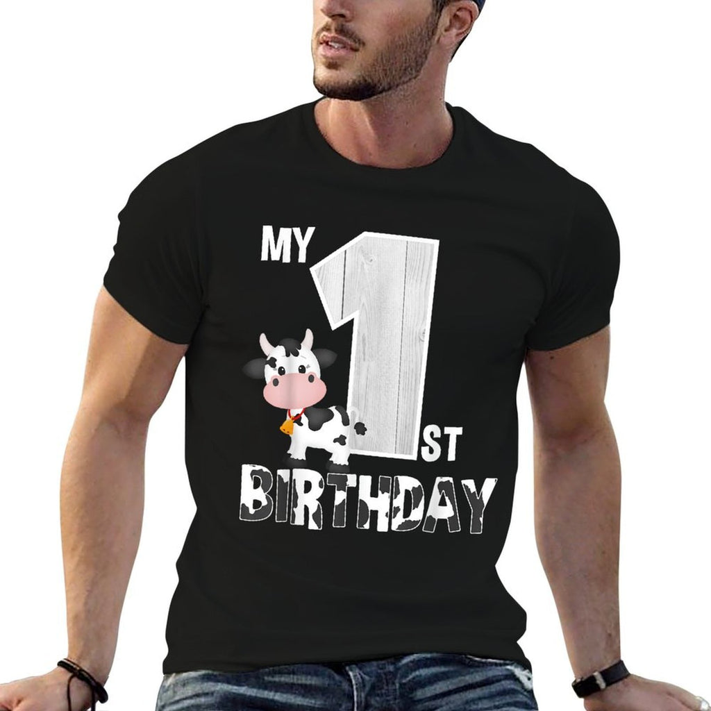 My 1st Birthday Cow Moo I'm 1 Yrs Old Farm Theme Birthday  Breathable T-Shirt