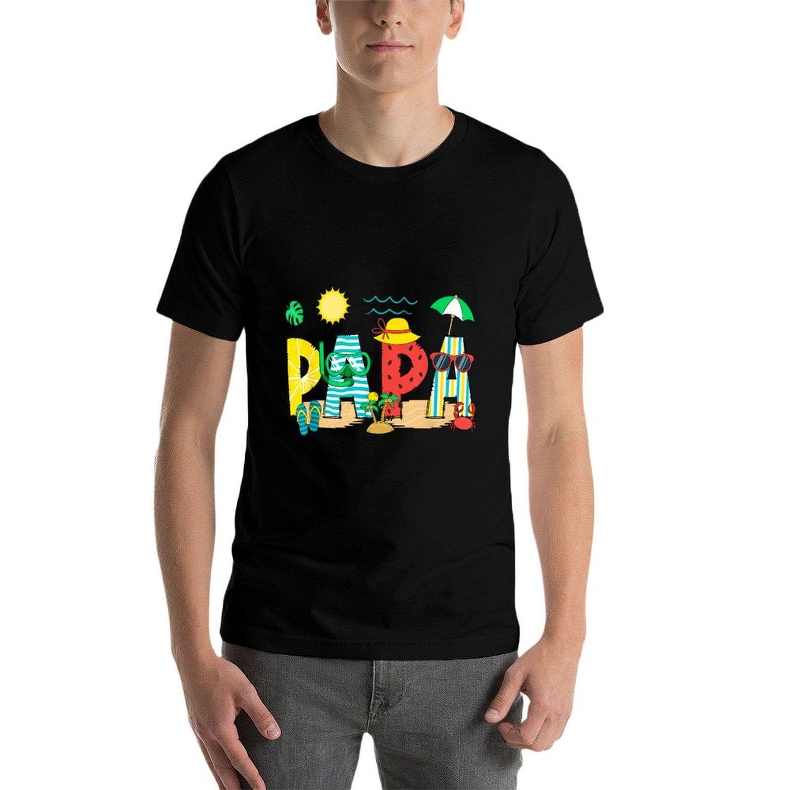Papa Summer Vacation Beach Family Trip Matching  Oversized Silhouette T-Shirt