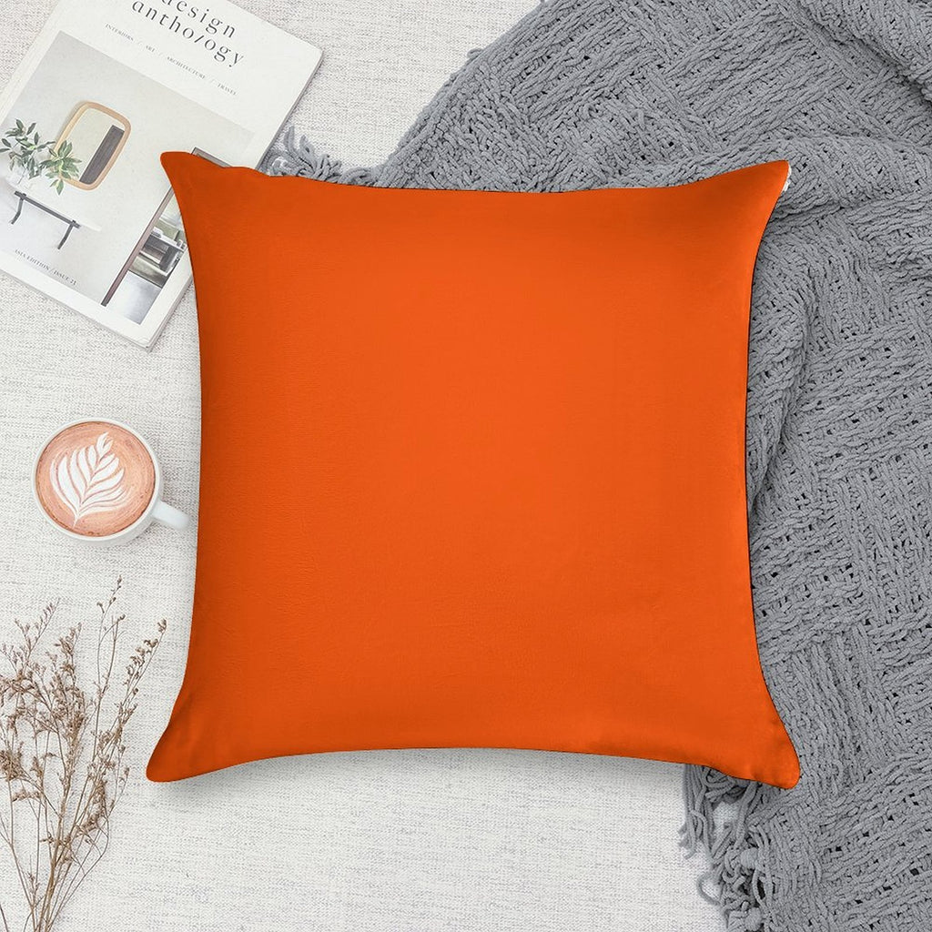 SOLID PLAIN INTERNATIONAL ORANGE -OVER 100 SHADES OF ORANGE ON OZCUSHIONS Soft Reinforced Edging Throw Pillow