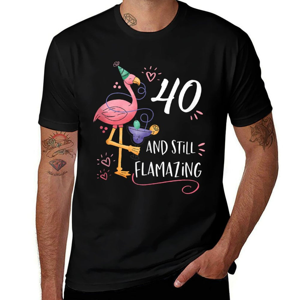 Flamingo Flamazing 40th Birthday Decorations Supplies  Relaxed-fit T-Shirt