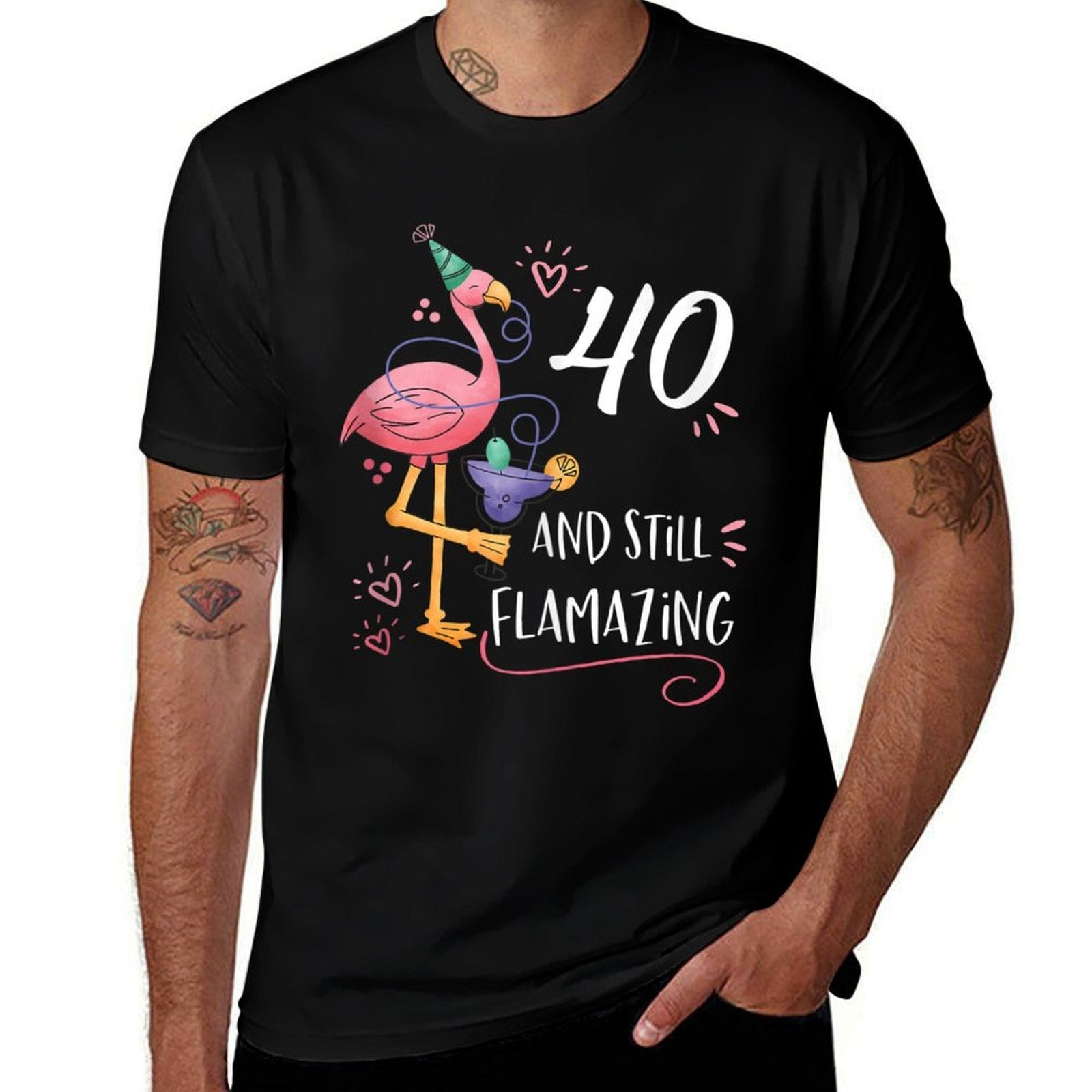Flamingo Flamazing 40th Birthday Decorations Supplies  Relaxed-fit T-Shirt