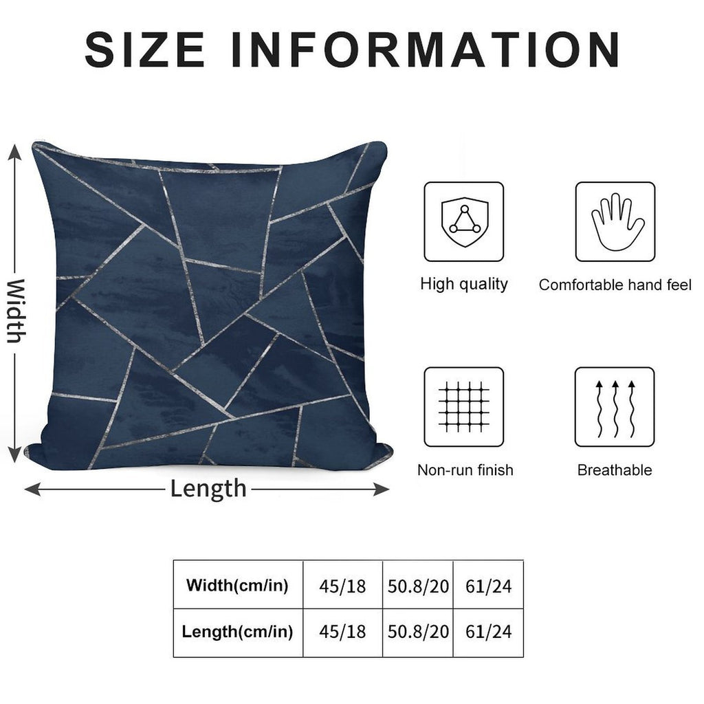 Midnight Navy Blue Ink Silver Geometric Glam #1 #geo #decor #art Soft Luxury Feel Throw Pillow