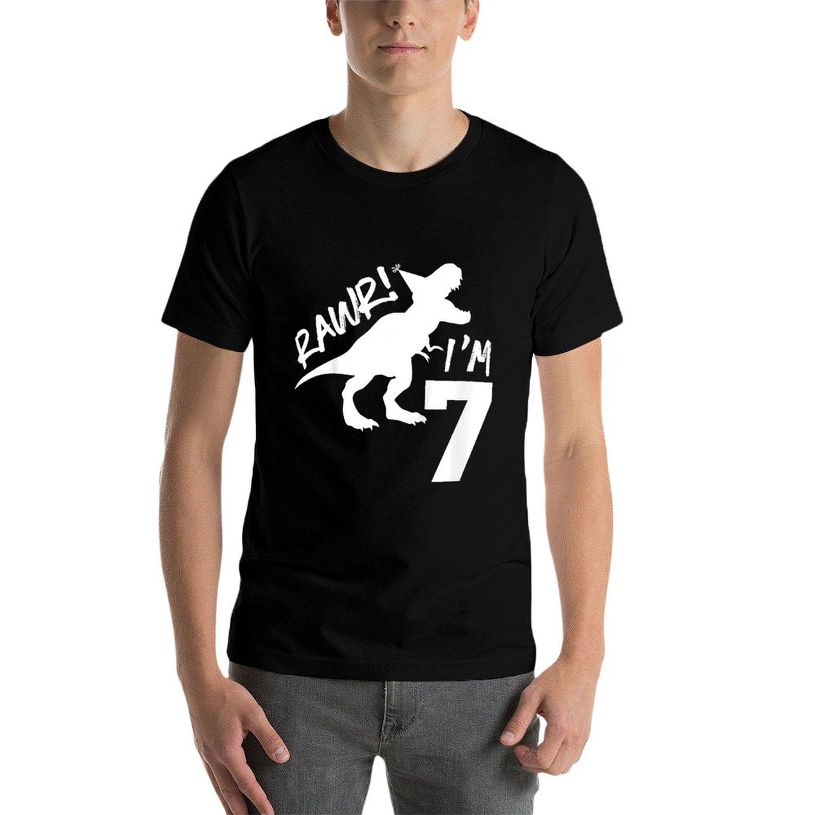 Kids Rawr I'm 7 Dinosaur Seventh Birthday Boy 7th Roar Year Old  Affordable Price T-Shirt
