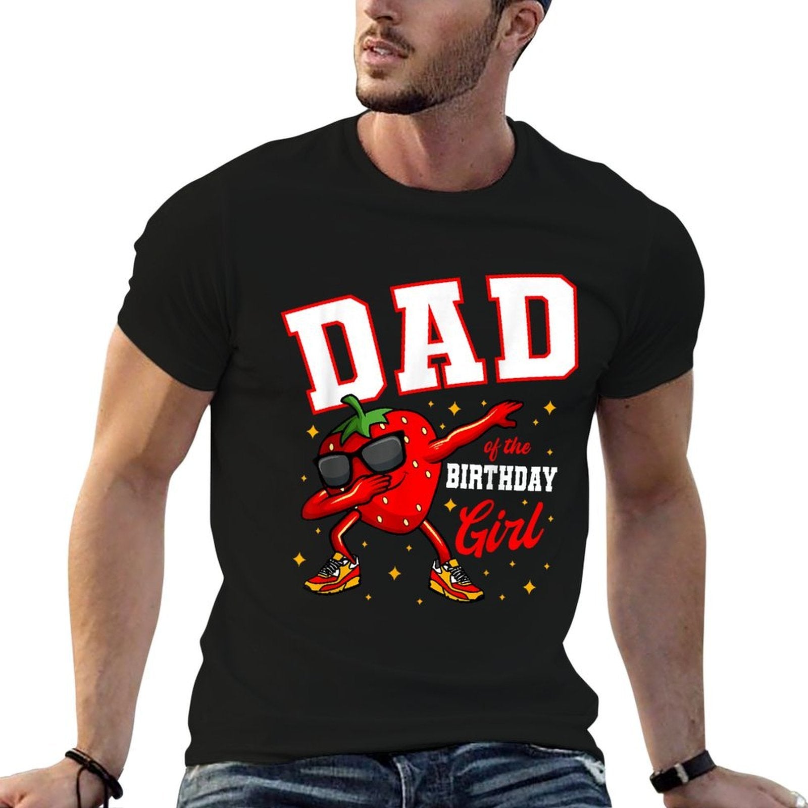 Dad Of The Birthday Girl Dabbing Strawberry Bday Party  Odor-resistant T-Shirt