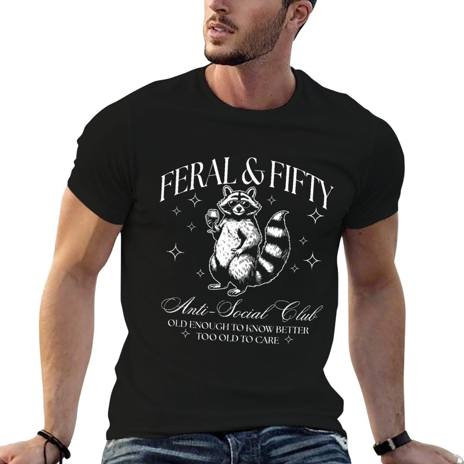 Feral And Fifty, Funny 50th Birthday Raccoon, Feral Fifty  Summer-ready Fabric T-Shirt