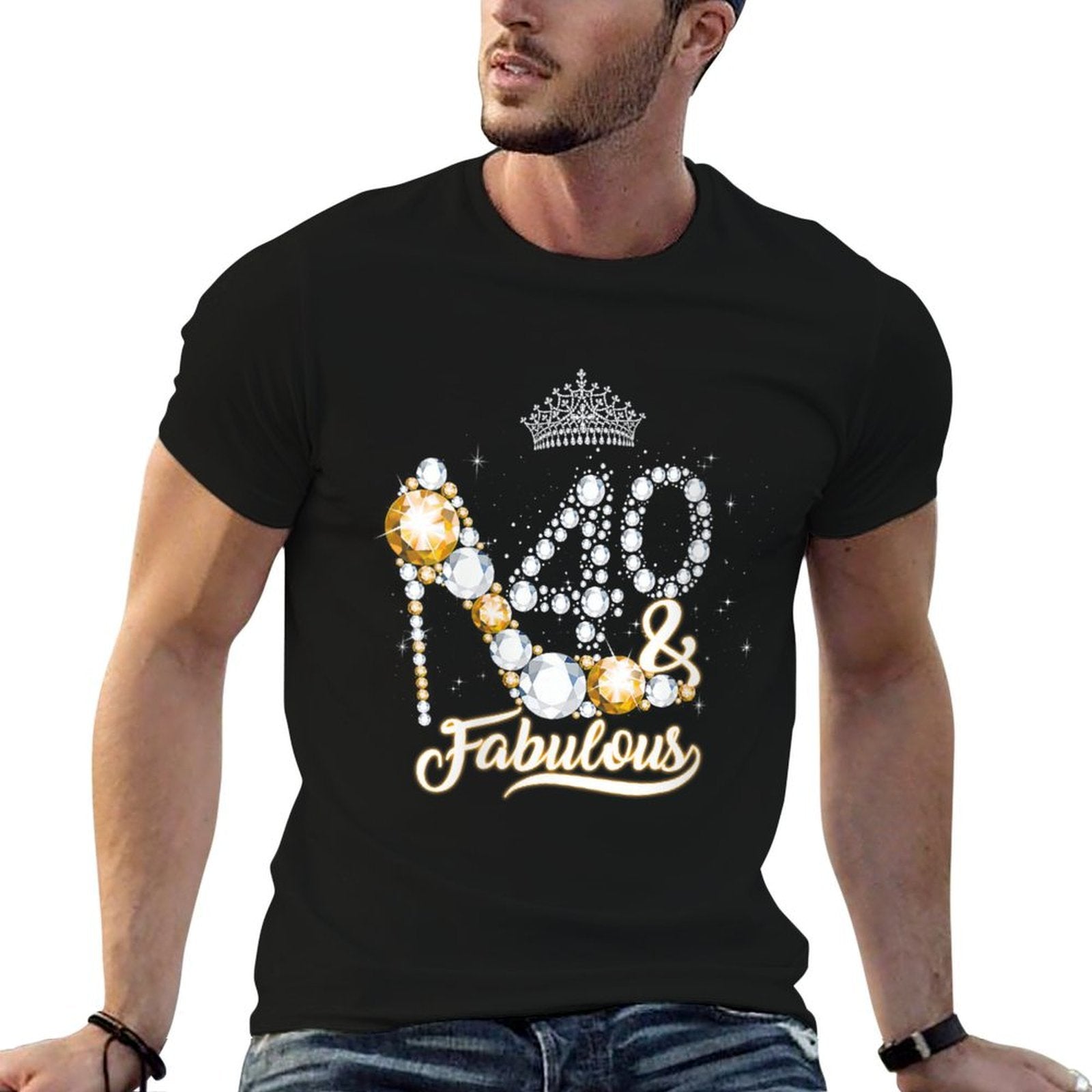 Womens 40 & Fabulous 40th Birthday Diamond Crown Gift Women Girls  High-quality Stitching T-Shirt