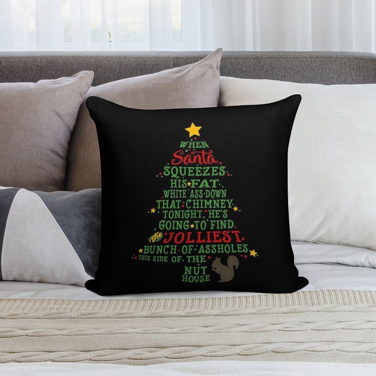 Jolliest Bunch of A-holes Soft Shrink-Resistant Throw Pillow