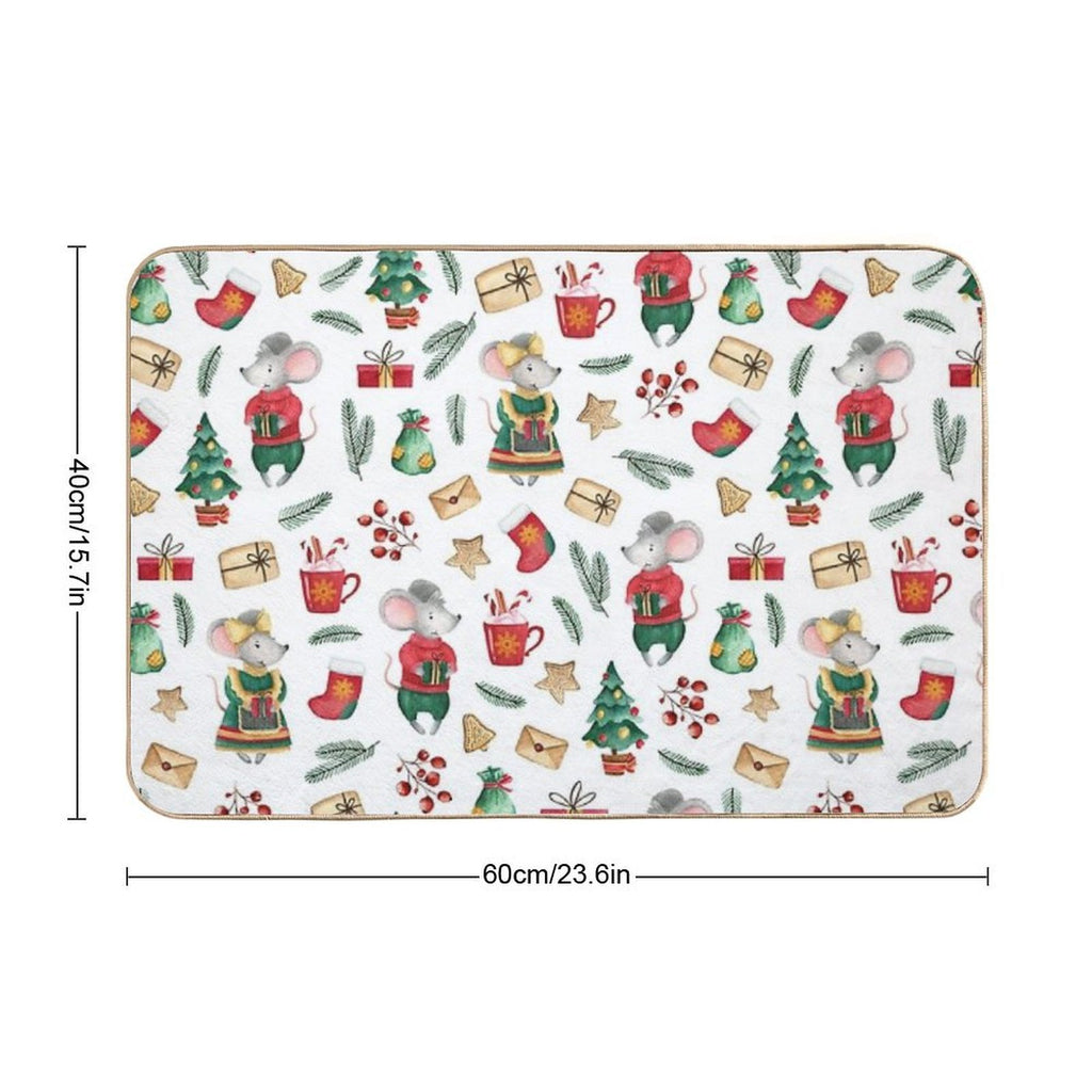 Cute Mice. Watercolor  High-Traffic Bath Mat