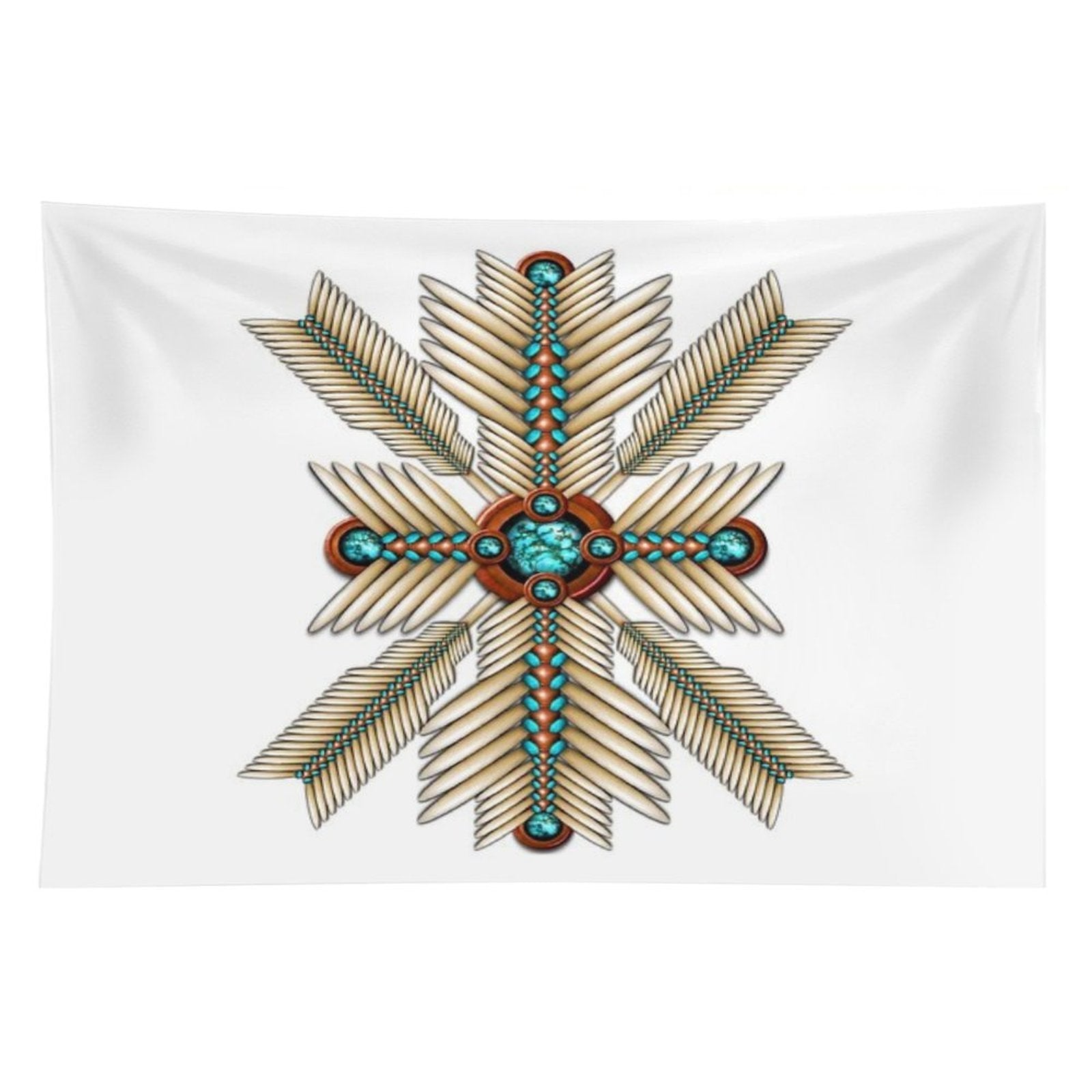 Bone And Turquoise Sunburst Tapestry