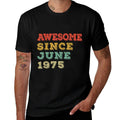 50 Years Old Awesome Since June 1975 50th Birthday Gifts  Ribbed Collar T-Shirt