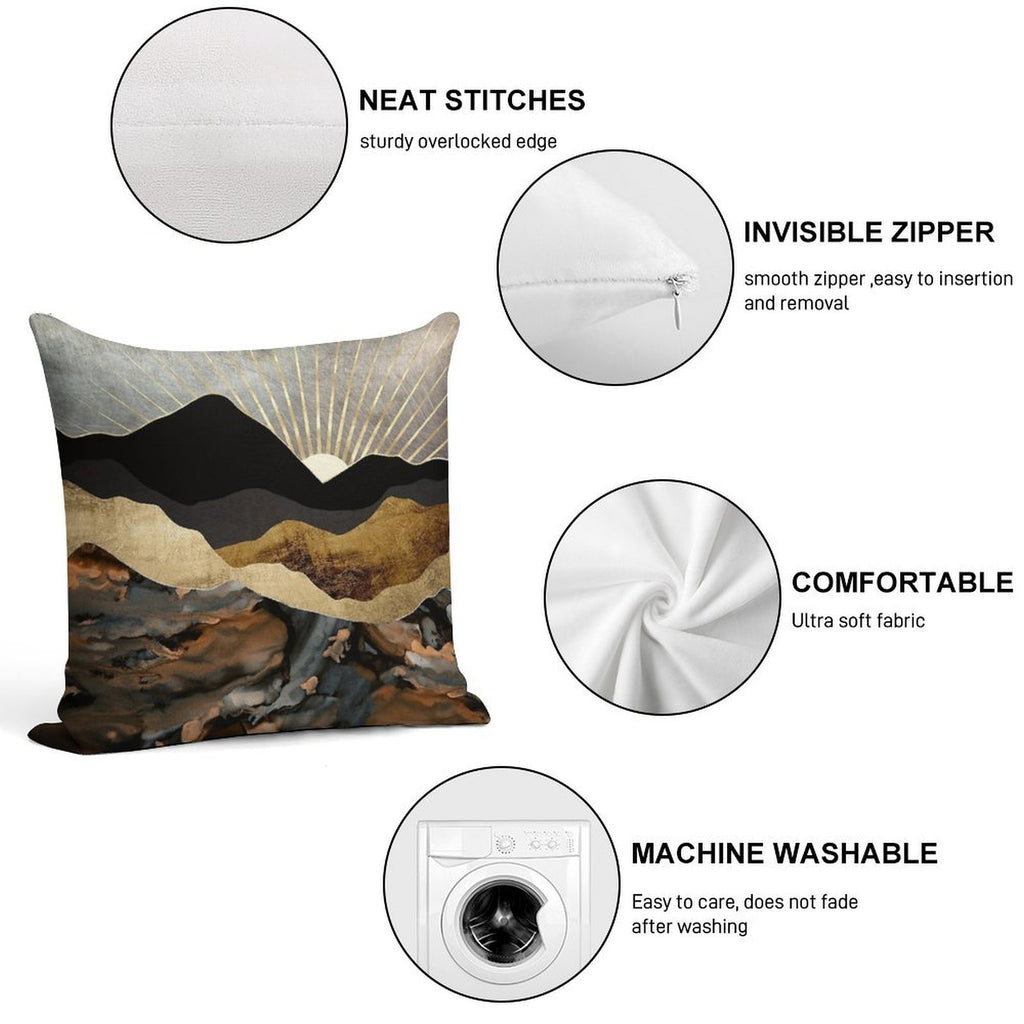 Copper And Gold Mountains Soft Decorative Cover Throw Pillow