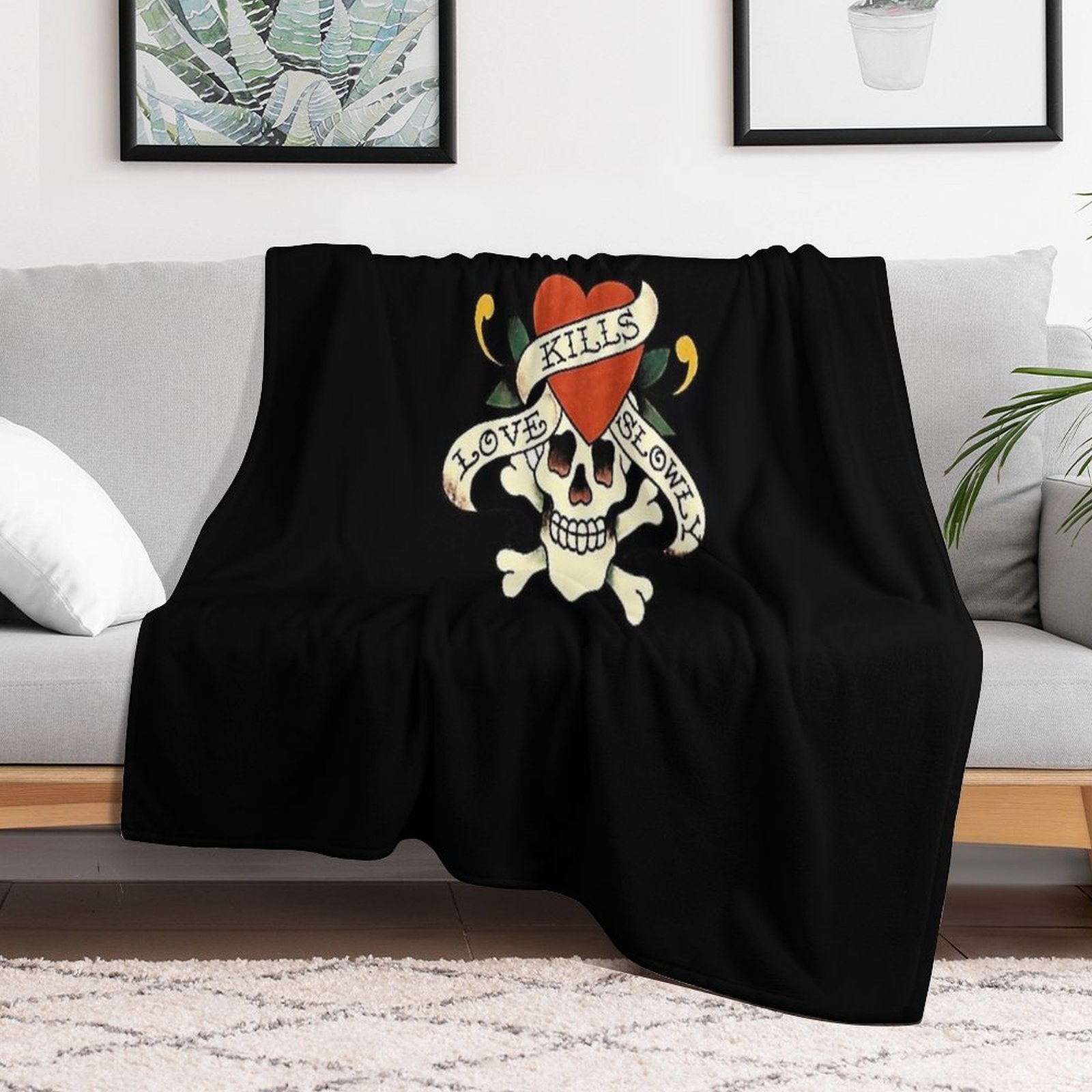 Ed Hardy Love Kills Slowly Machine-washable Throw Blanket