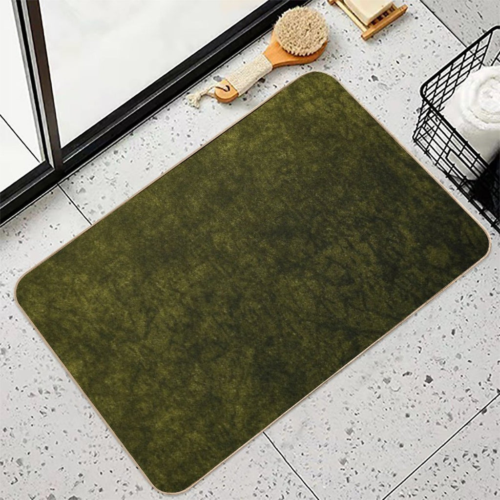 Olive Green Velvet  Texture  Long-Lasting Bath Mat