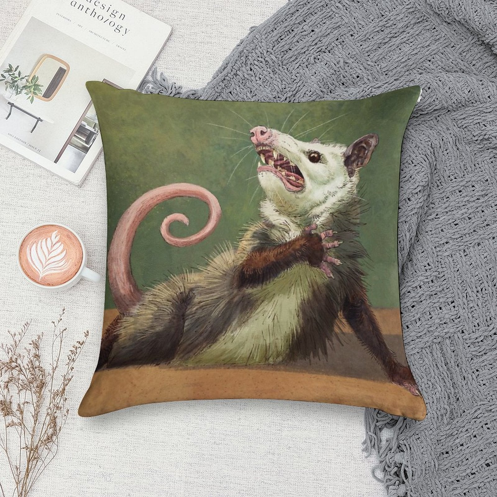 Amateur Opossum Actress Soft Fade-Resistant Throw Pillow