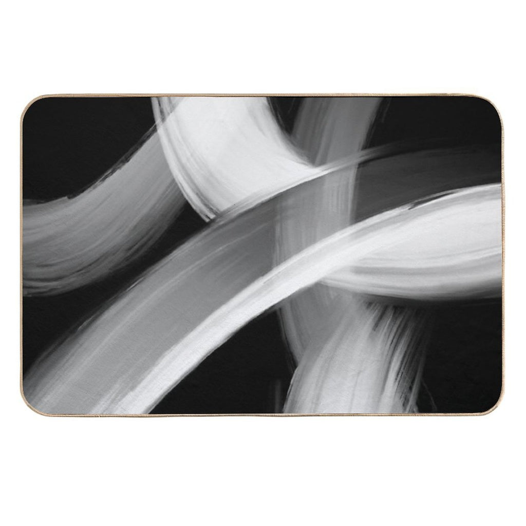 Black And White Fine Art Painted Abstract  Slip-Resistant Bath Mat