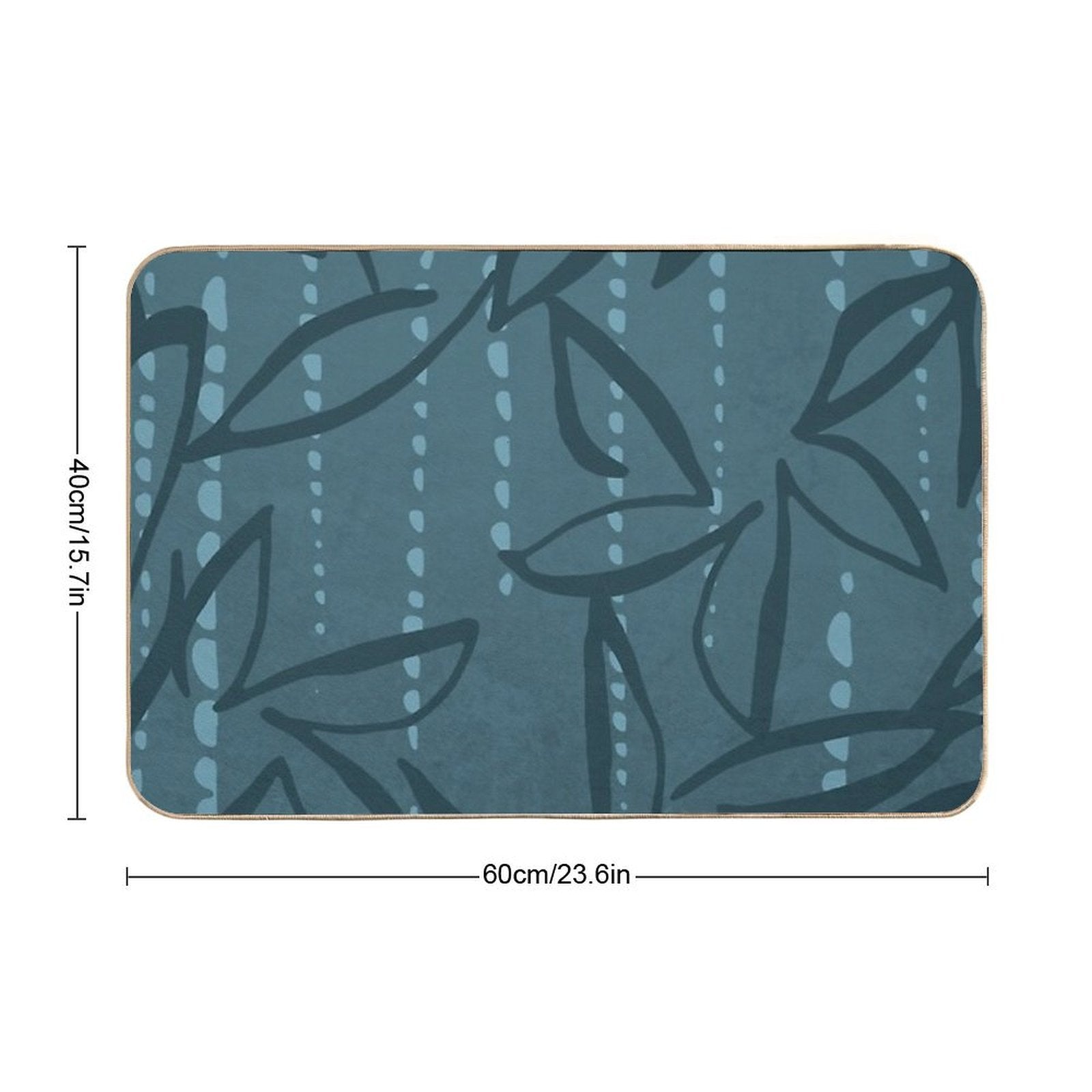 Teal Flowers  Slip-Resistant Bath Mat