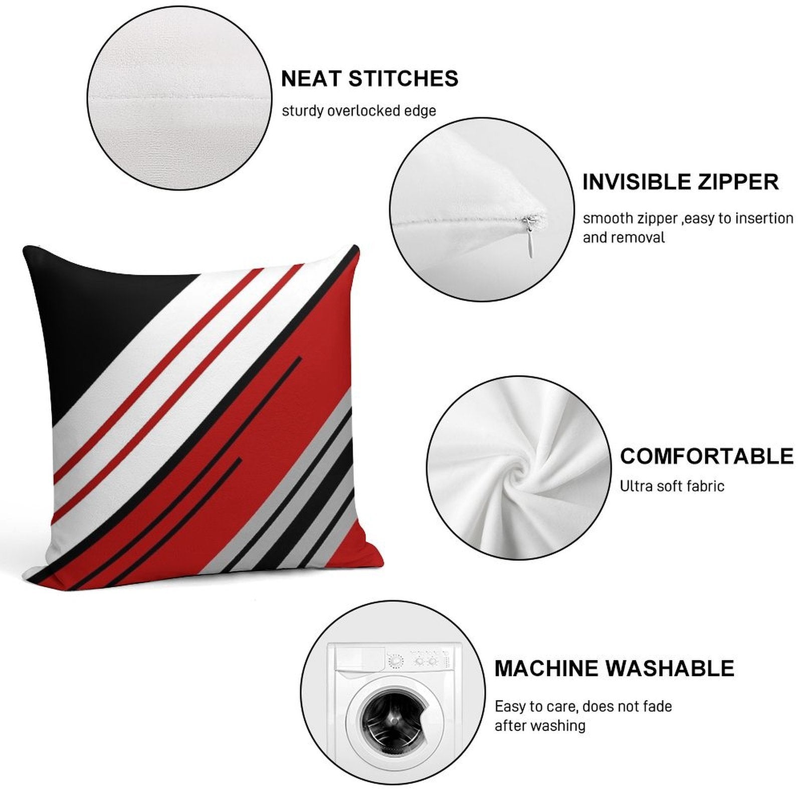 Diagonal Stripes Design Soft Easy Maintenance Throw Pillow