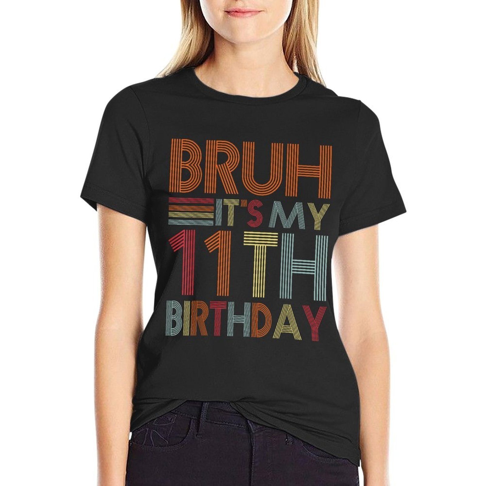 Bruh It's My 11th Birthday 11yr Old Boy 11 Year Old Birthday  Oversized Silhouette T-Shirt